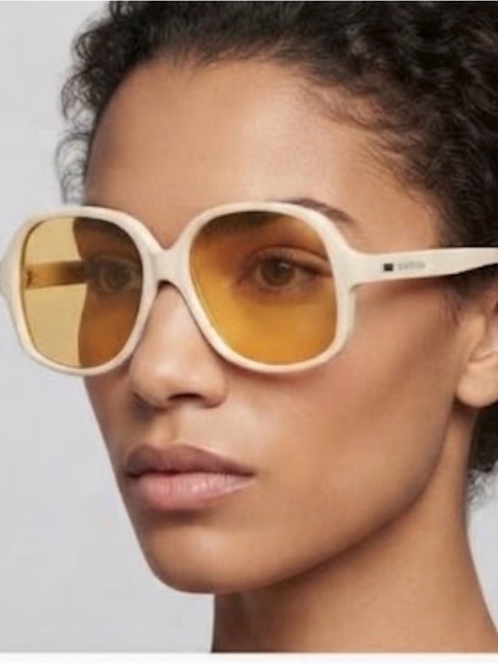 VALENTINO Garavani VLS-177 Ivory Gold Square Sunglasses W/ Case & Box NEW